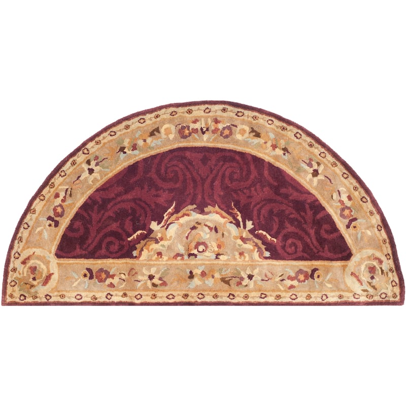 SAFAVIEH Handmade Empire Zekija Traditional Oriental Wool Rug - 2'6" x 5' Half-Moon - Dark Red/Dark Beig