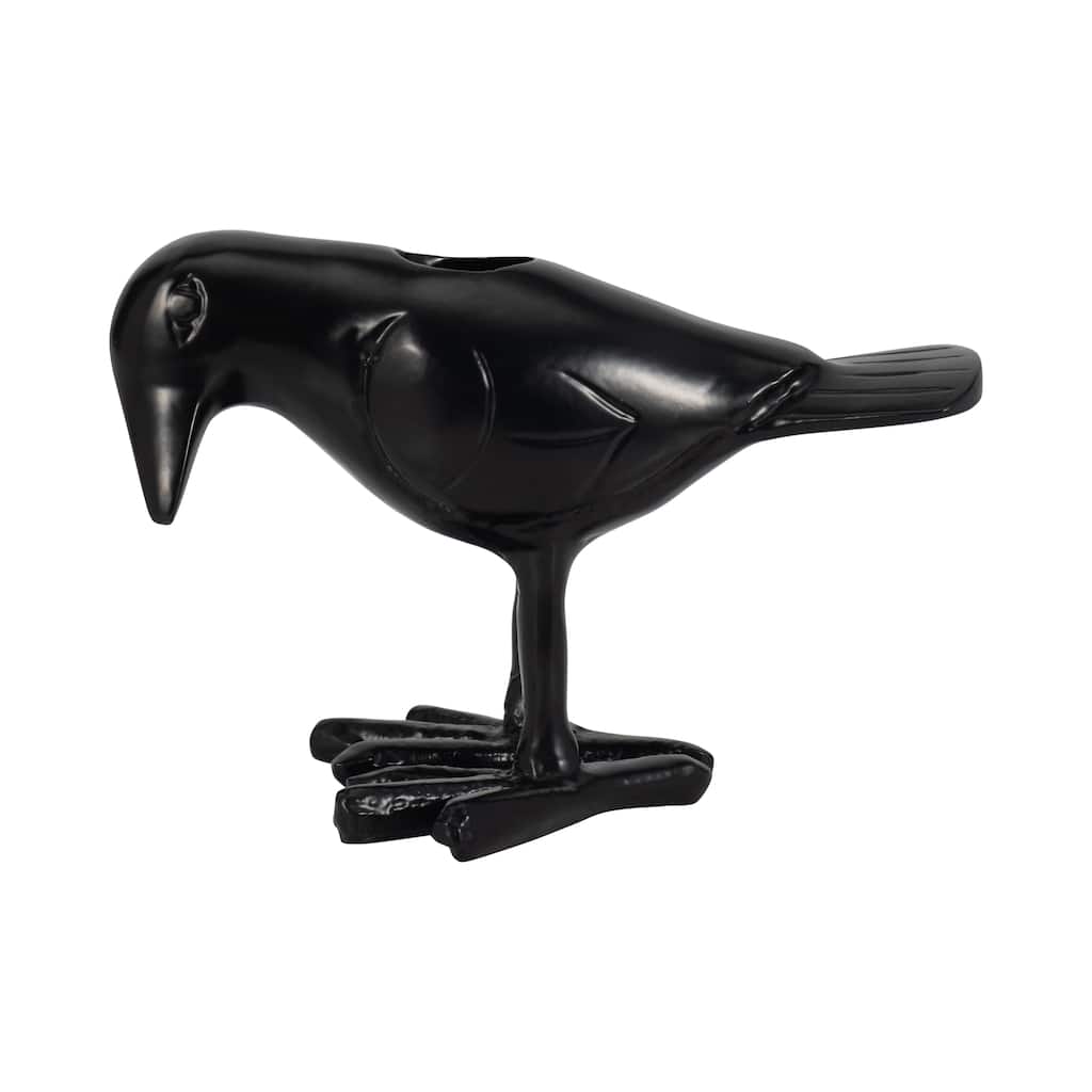 Sagebrook Home's 6-Inch Black Crow Taper Candle Holder - Elegant Aluminum Decor for Cozy Ambiance - 6" x 4" x 4"