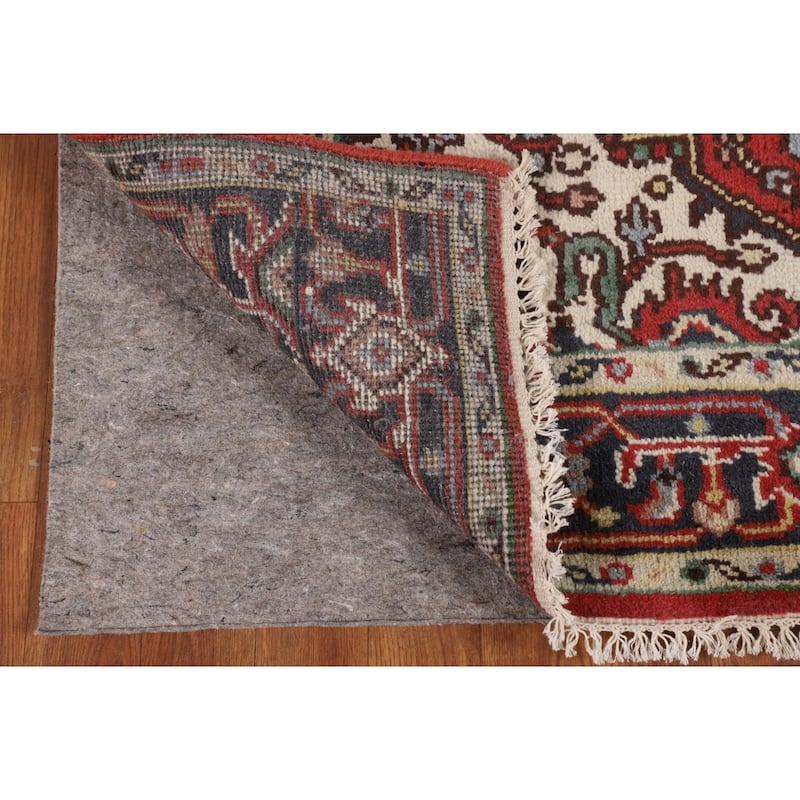 Geometric Heriz Serapi Indian Accent Rug Hand-Knotted Wool Carpet - 4'0" X 6'0"