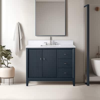 Vanity Art 42" Freestanding Bathroom Vanity with Engineered Marble Top and Sink