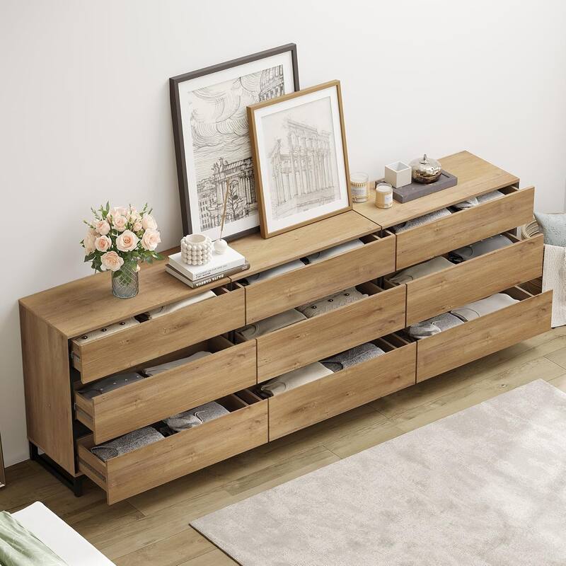 WAMPAT 3 Piece Dresser and Nightstand Sets