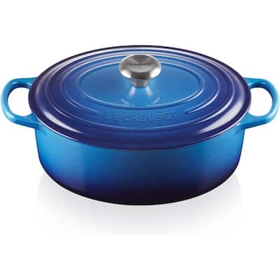 Le Creuset Enameled Signature Oval Casserole Dish With Lid, 5 qt, Azure