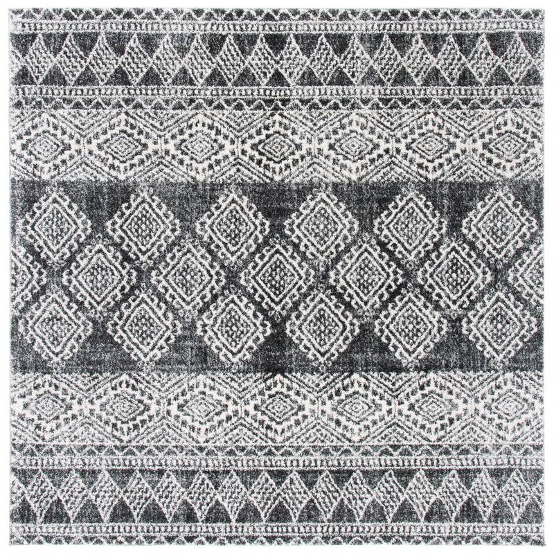 SAFAVIEH Tunisia Anita Moroccan Rug - 6'7" Square - Black/Ivory