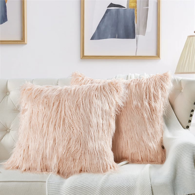Karenne FauxFur Throw Pillow Covers (Set of 2), NO INSERT