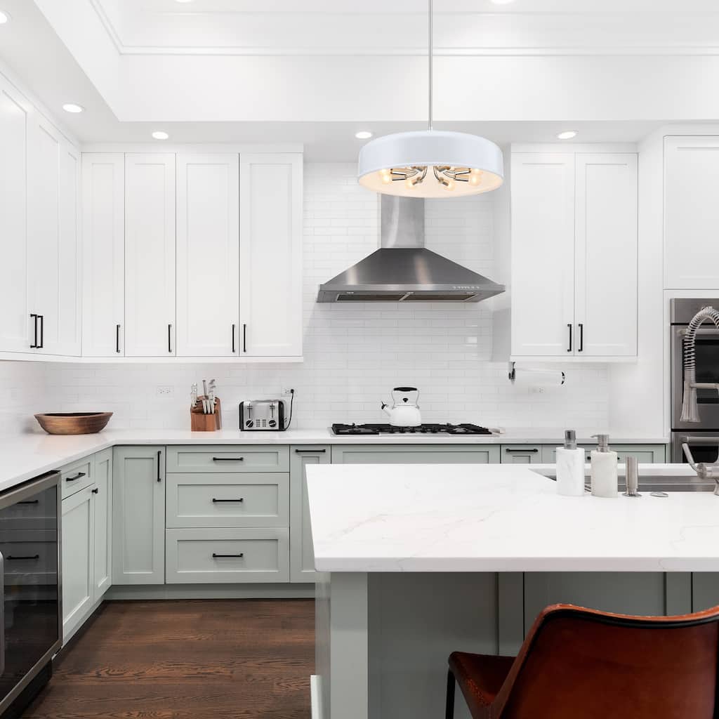 Forbidden Springs 60 Watt 8-Light Matte White Down Pendant Light with Metal Shade - 7.75