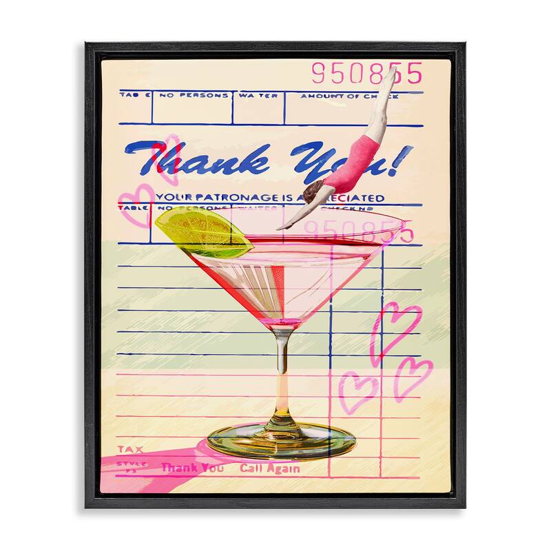 Stupell Vintage Diver into Cocktail Framed Floater Canvas Wall Art Design By Lil' Rue - 25 x 31 - Black