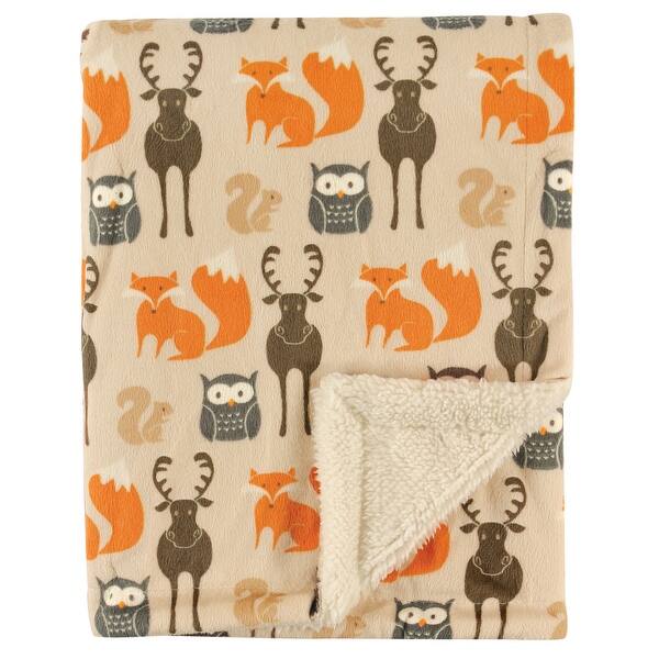 slide 1 of 1, Hudson Baby Infant Boy Plush Blanket with Faux Shearling Back, Forest, One Size - Forest - One Size One Size - Forest