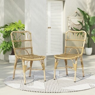 Outdoor PE Wicker Patio Dining Chairs Set of 2