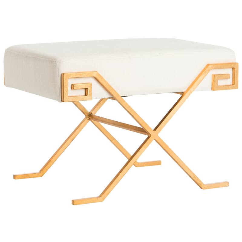 SAFAVIEH Geri Greek Key Light Beige Bench - 26.5" x 18" x 19" - 27Wx18Dx19H