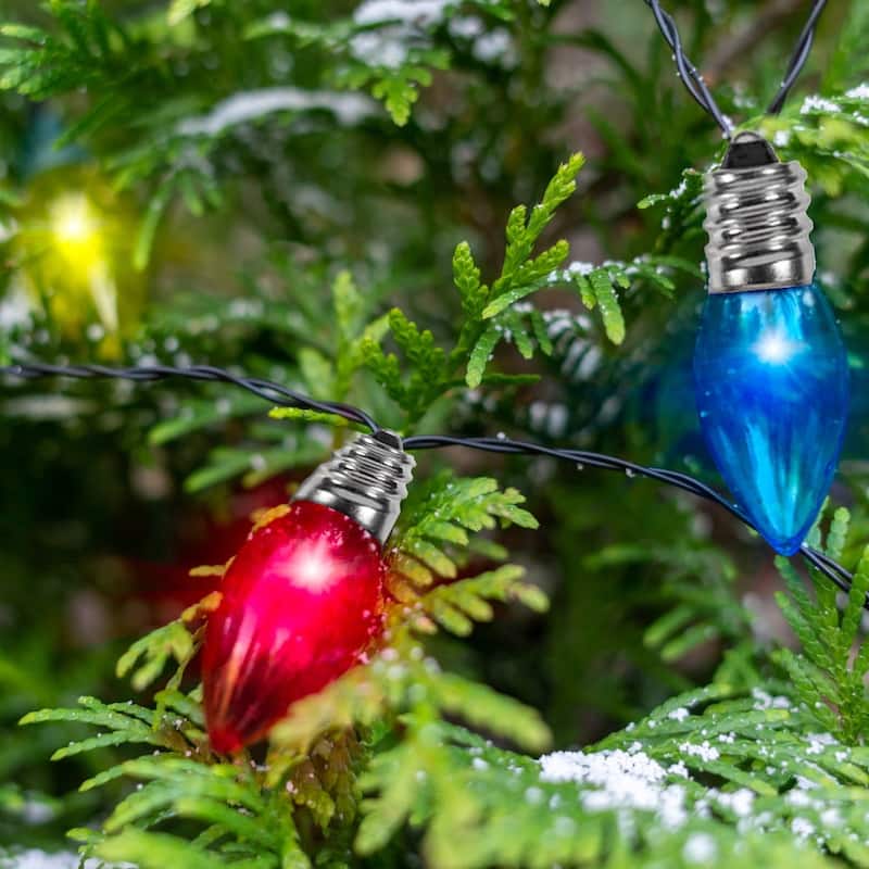 Holiday Big Light - Solar Multi-Colored LED Outdoor Christmas Bulb String Lights - 1 Pack