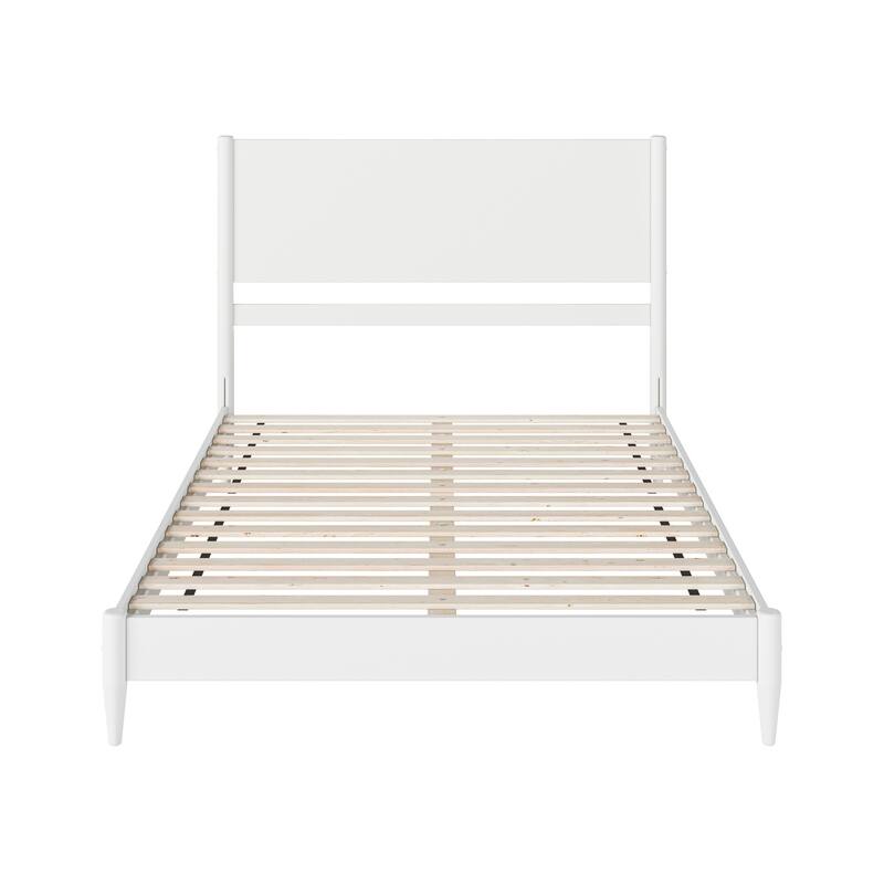 Solid Wood Low Profile Platform Bed - Modern Bedroom Furniture in White