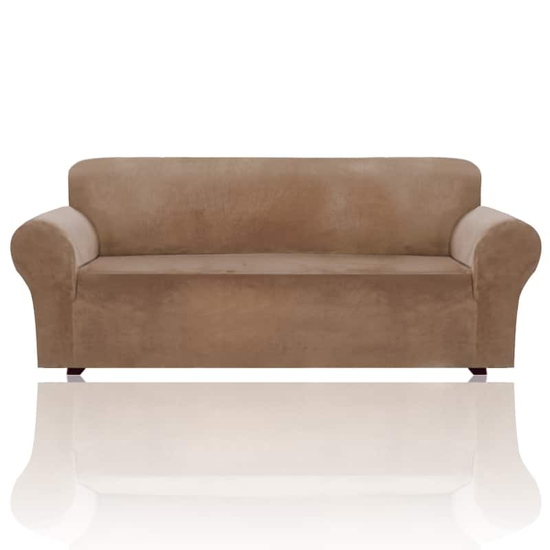 1-Piece Stretch Velvet Plush Sofa Slipcover