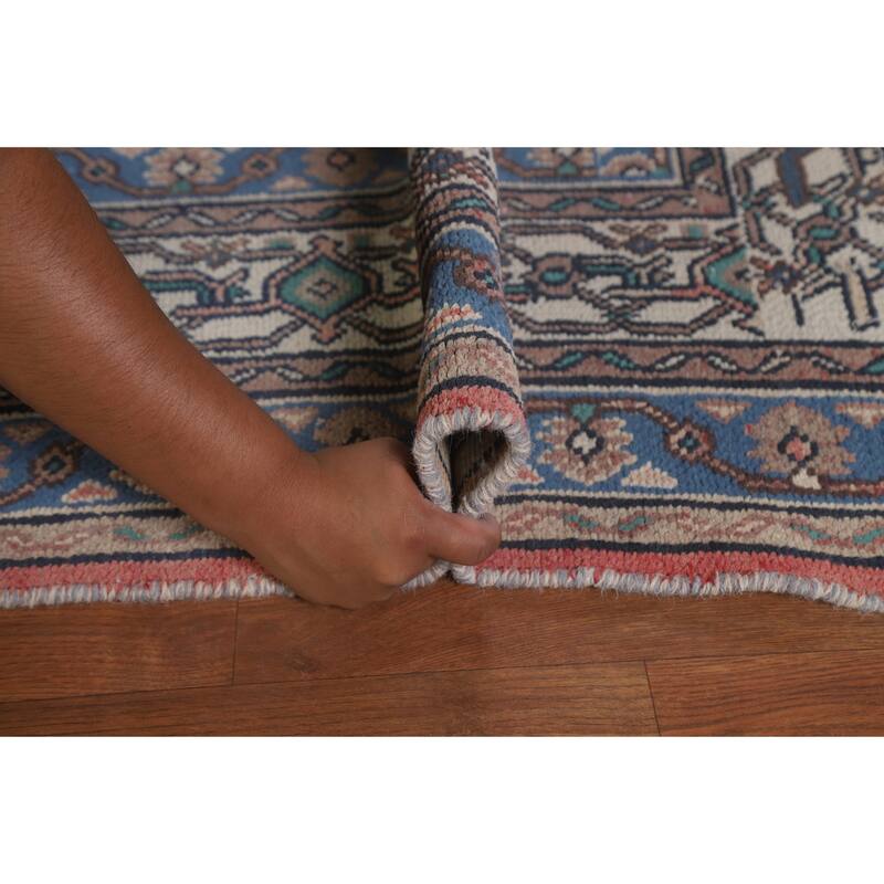 Pink Geometric Hamedan Persian Vintage Area Rug Handmade Wool Carpet - 8'5" x 11'4"