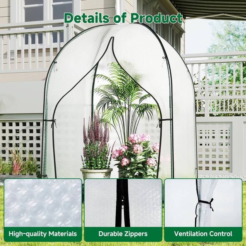 Portable Greenhouse for Outdoors, Bubble Film Cover, Zippered Door