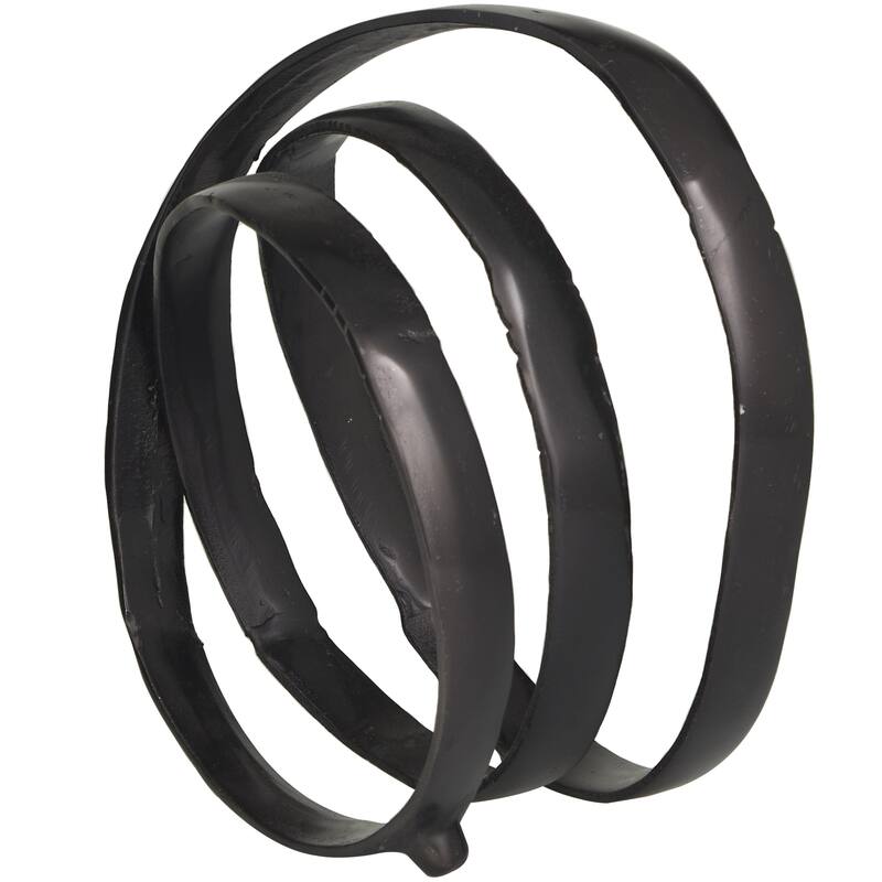 Aluminum Metal Abstract Looped Decorative Sculpture - Silver, Gold, Black - Roche River Decor - Black - 12"W, 13"H