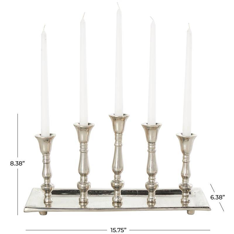 Silver Aluminum Candle Candelabra with Candle Plate