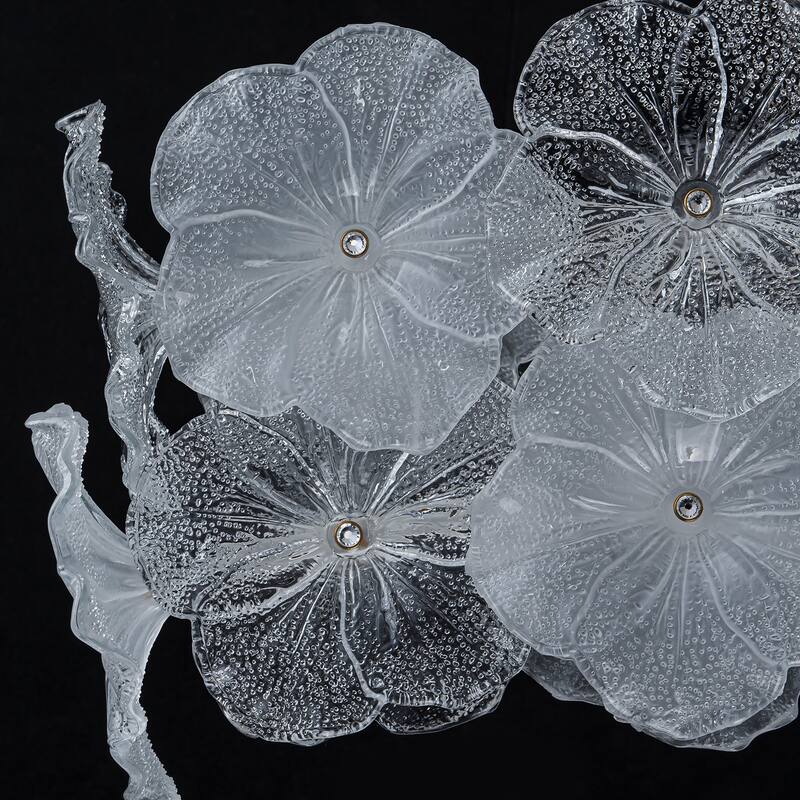 Linear LED Chandelier with Clear & Frosted Glass Petals Dimmable