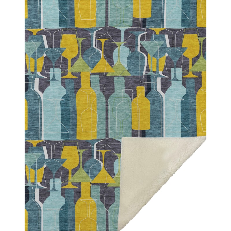 Premium Machine Washable ASB168 Martini Party Sherpa Throw Blanket