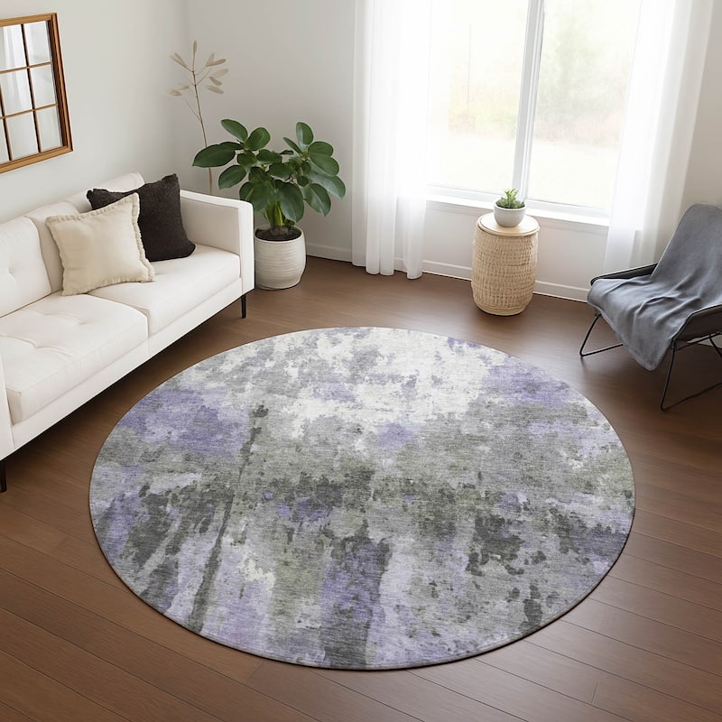 Machine Washable Indoor/ Outdoor Abstract Modern Chantille Rug