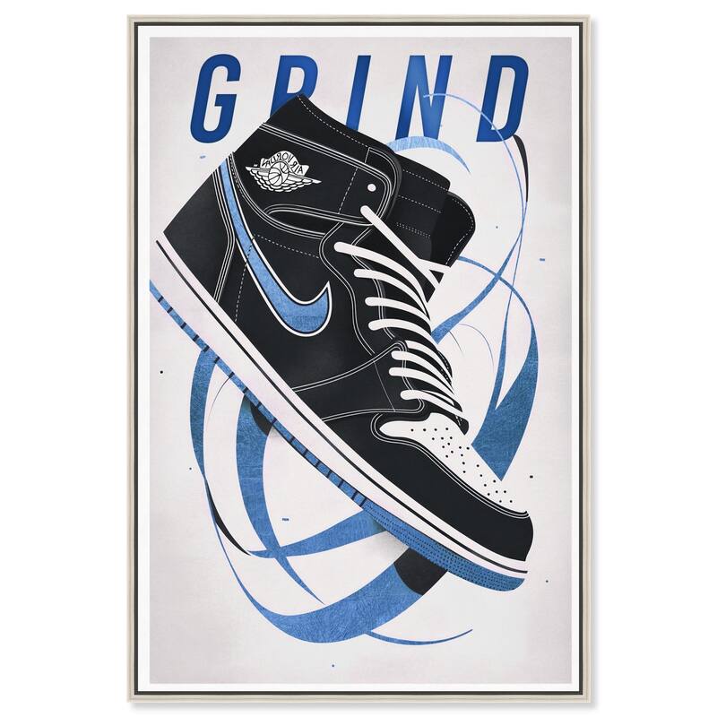 Blue Ribbon Sneaker Canvas by Art Remedy - Silver - 36" x 54"