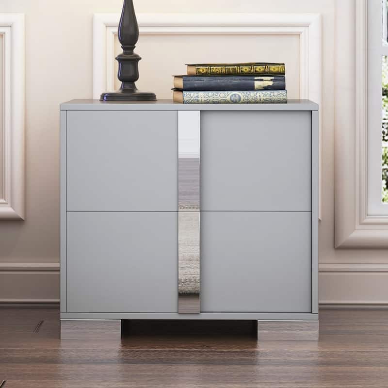 Elegant Nightstand with Metal Handle