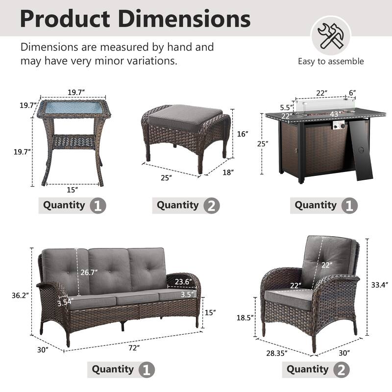 Gymojoy Outdoor Fire Pit Conversation Set, 3-Seat Sofa & Chairs Patio Furniture Set