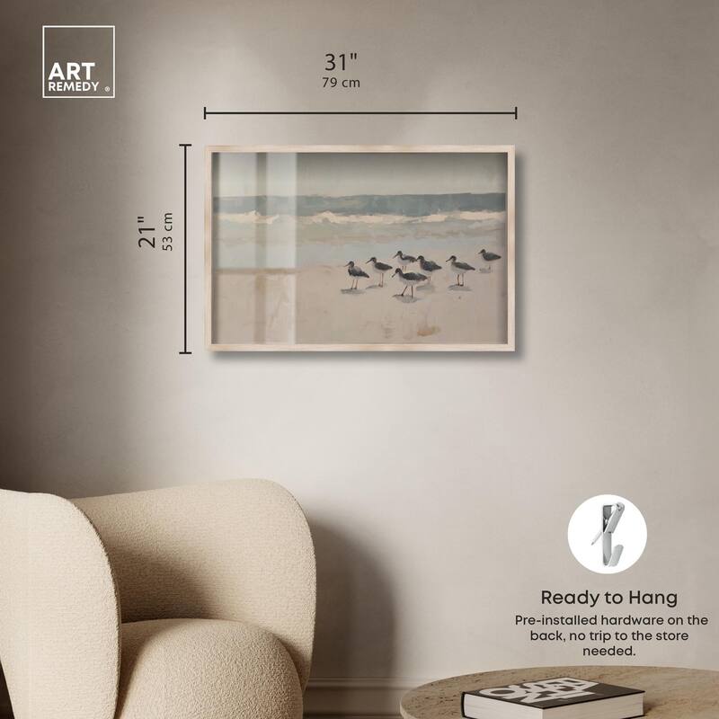 Seagulls at the Beach II Shadowbox by Art Remedy
