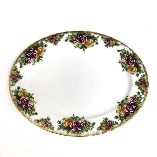 Country Rose Pattern Oval Platter