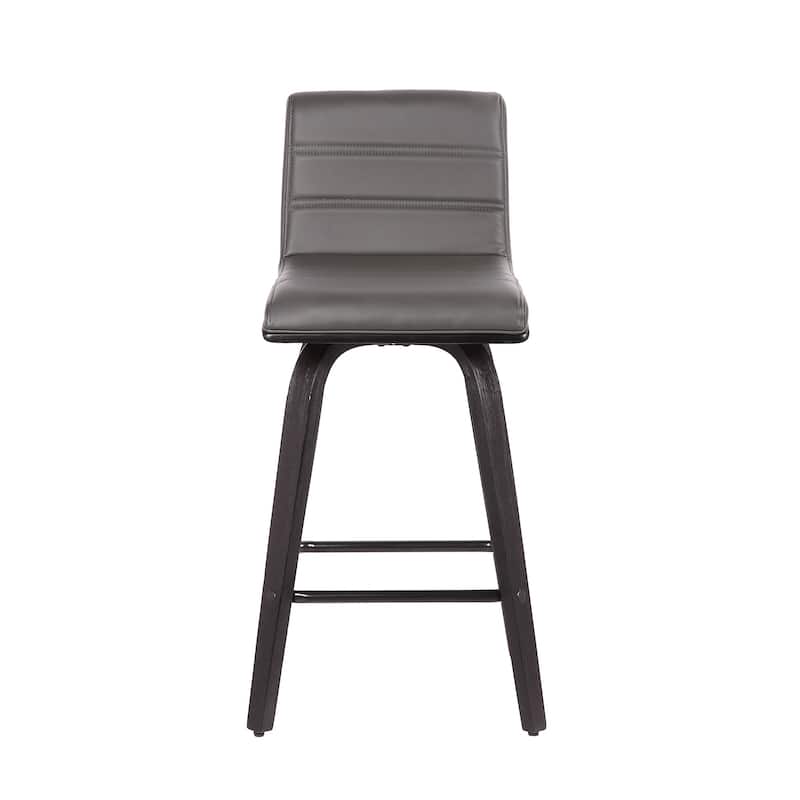 HomeRoots 26" Gray and Black Fabric and Iron Low Back Counter Height Swivel Bar Chair