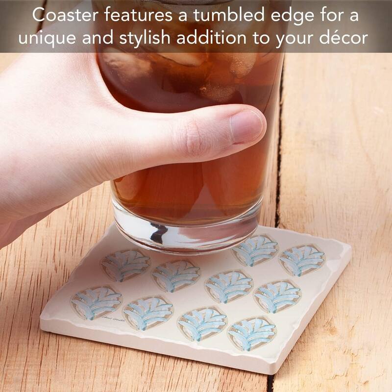 Absorbent Stone Tumbled Tile Coasters, Coastal Pattern, Set of 4