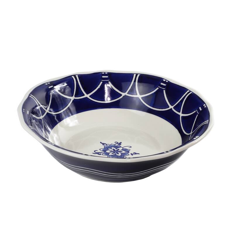 Euro Ceramica Blue Garden 12" Serving Bowl - 12 in. x 12 in. x 3.3 in.