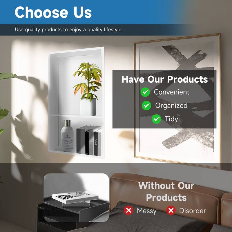 WIZ 12.8-inch W x 18.8-inch H x 4-inch D Stainless Steel Shower Niche