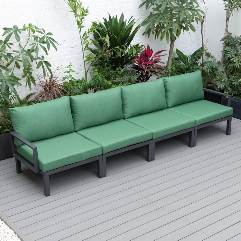LeisureMod Hamilton 4-Piece Modern Patio Chair Polyester Upholstered Sofa for Indoor Outdoor Porch Garden Backyard Pool