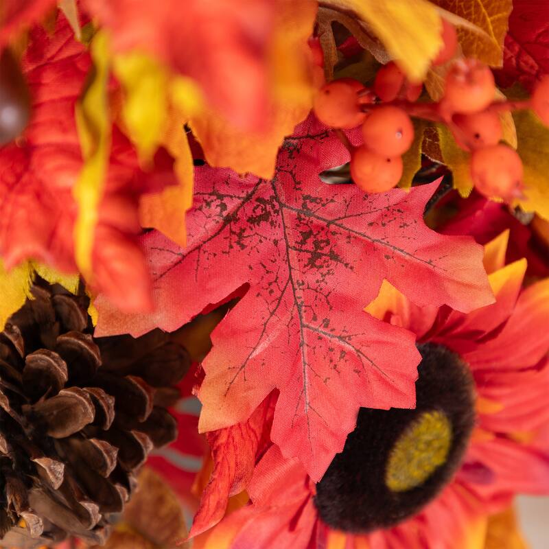 Glitzhome 3FT Fall Pumpkin Sunflower Pinecones Porch Potted Tree