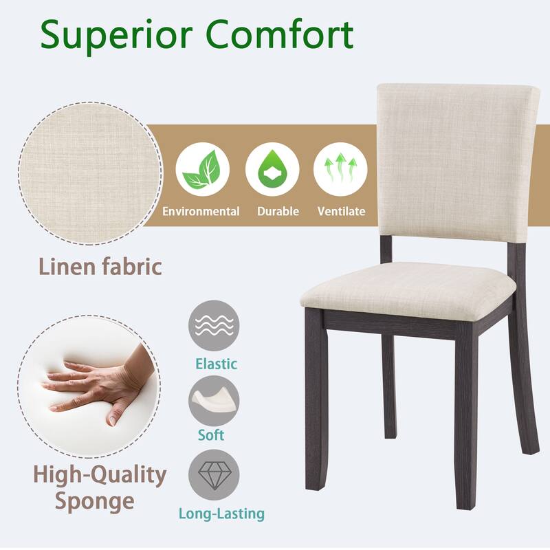 GDFStudio - Silken Minimalist Upholstered Ergonomical Curved Backrest Dining Chairs, Padded Seat, Set of 4