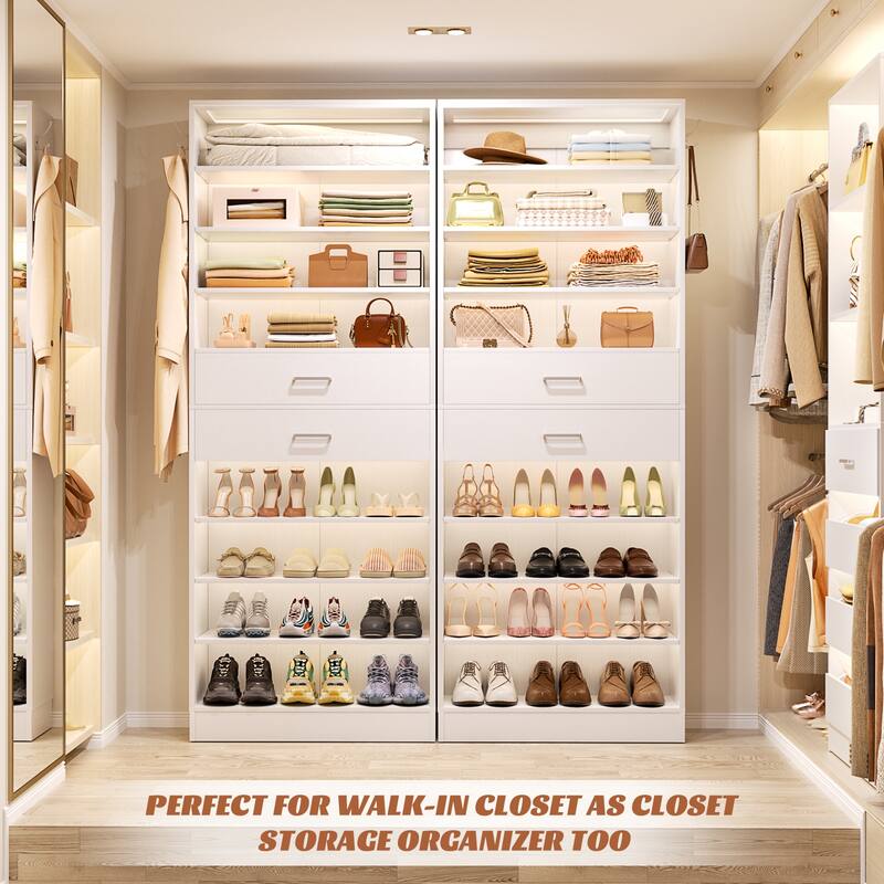 9-Tier Shoe Cabinet with 2 Drawers, Freestanding Closet Organizer with Adjustable Storage Shelves