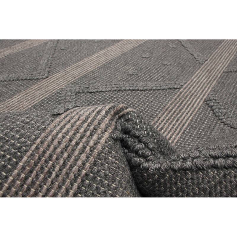 ECARPETGALLERY Braid weave Sienna Grey Wool Rug - 5'0 x 6'10
