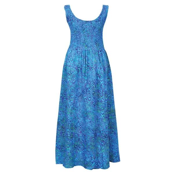 Shop Women S Blue Caribbean Sleeveless Maxi Sun Dress Hand Batik