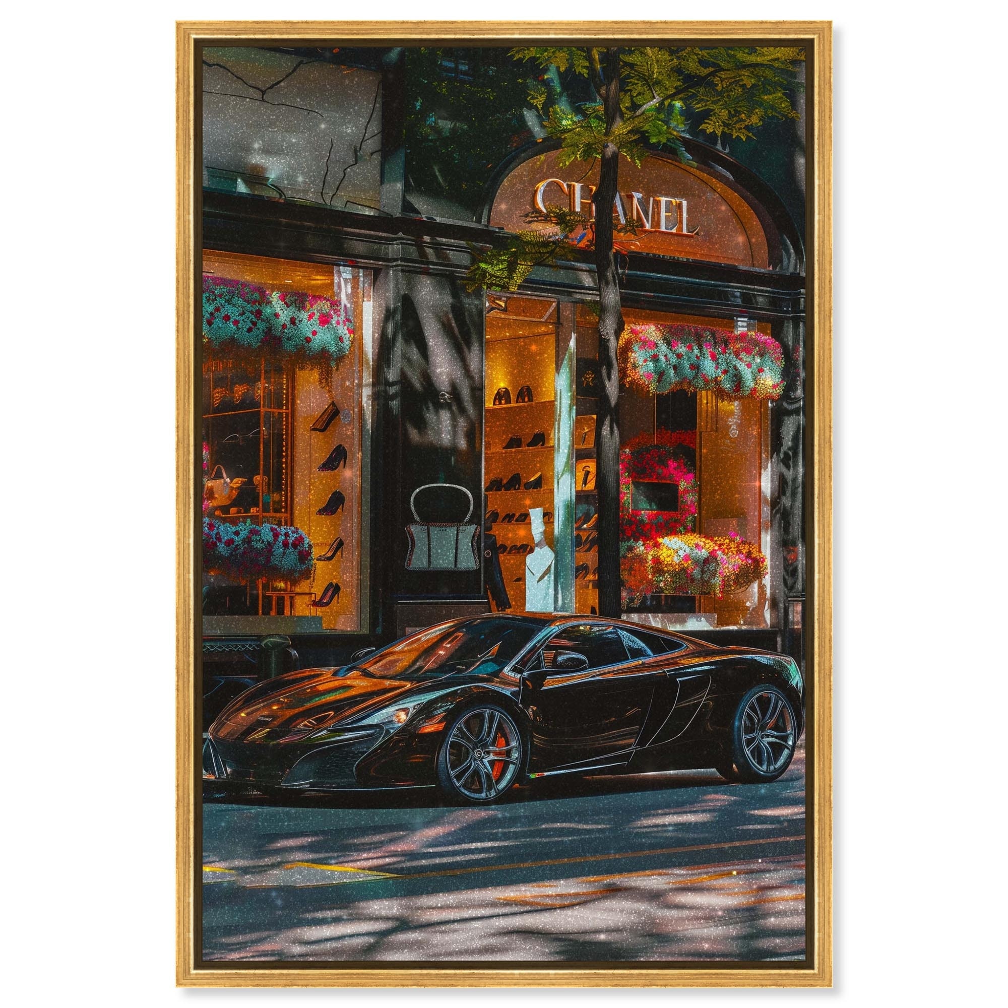 Flowers Before the Store Travel Art Framed Canvas Print by Art Remedy