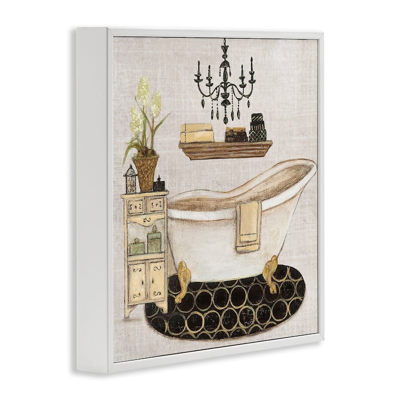 Stupell Serene Vintage Bathtub Framed Giclee Art Design By Janet Tava