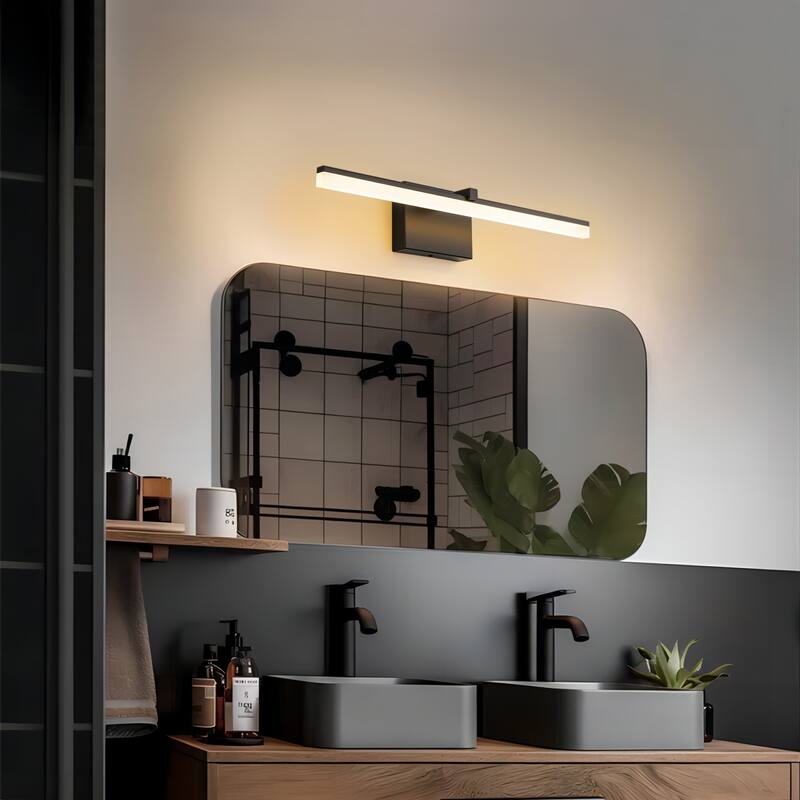 1-Light Modern Gold/ Black Linear LED Bathroom Vanity Light Indoor 3000K Wall Light