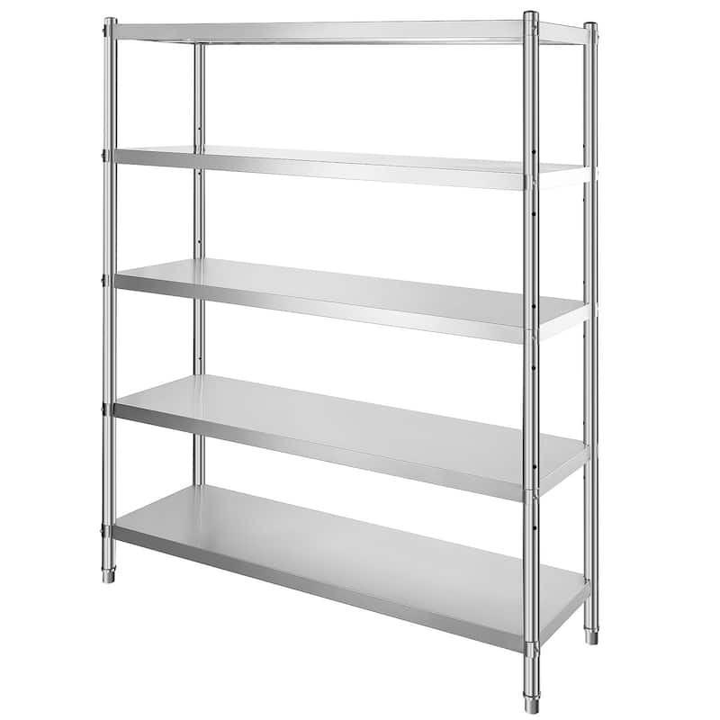 Heavy Duty Stainless Steel Adjustable Shelf Storage Unit Ideal for Kitchen Office or Garage - 5-Tier-60-Inch