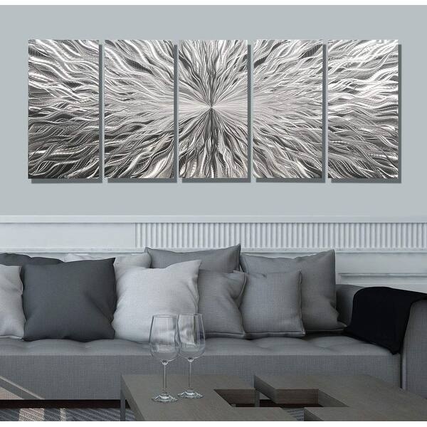 Shop Statements2000 Extra Large Silver 5 Panel Modern Metal Wall Art Sculpture By Jon Allen Vortex 5p Xl Overstock 12447260