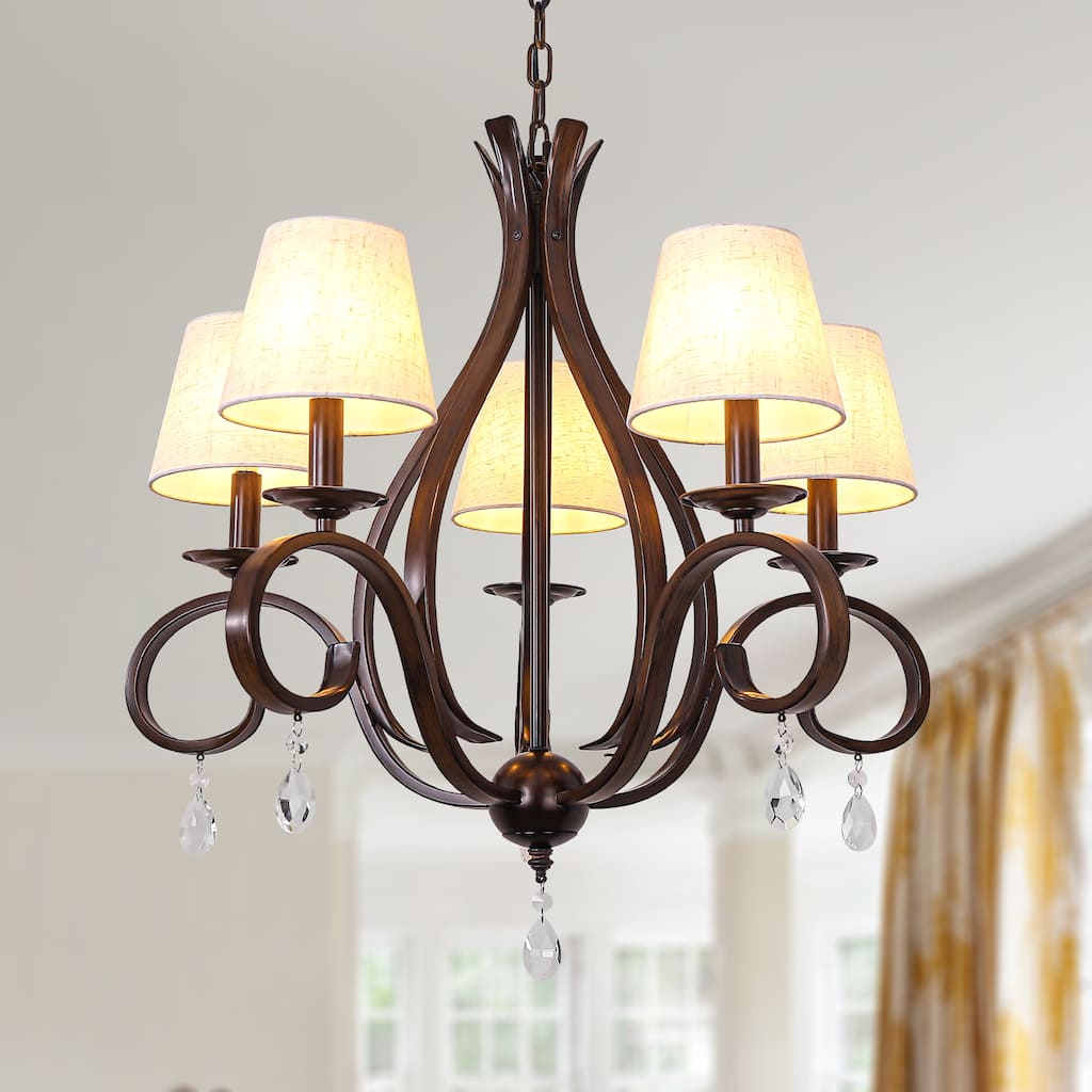 Bella Depot Bella Depot 28" 5-Light Brown Traditional Candle-Style Chandelier Adjustable Pendant Light