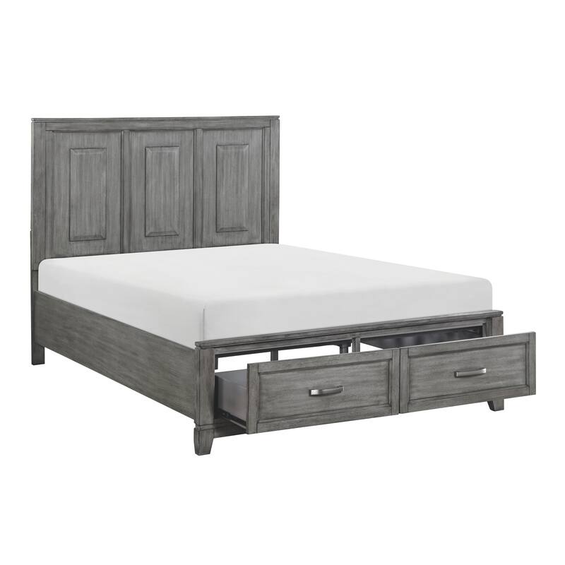 Queen Size Wood Platform Bed with Storage Drawers and Headboard