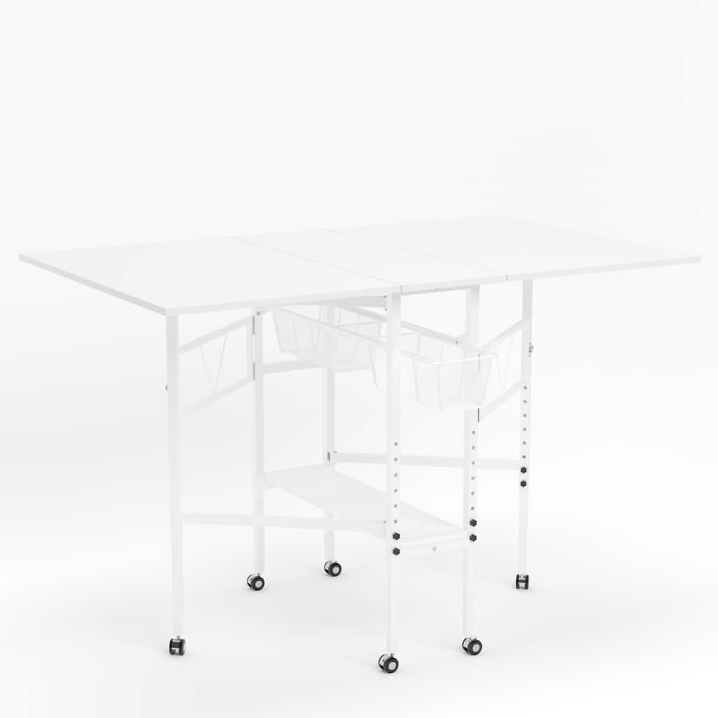 59" W x 36" D Hobby Craft Table Foldable Sewing Table with Adjustable Height for Craft Room