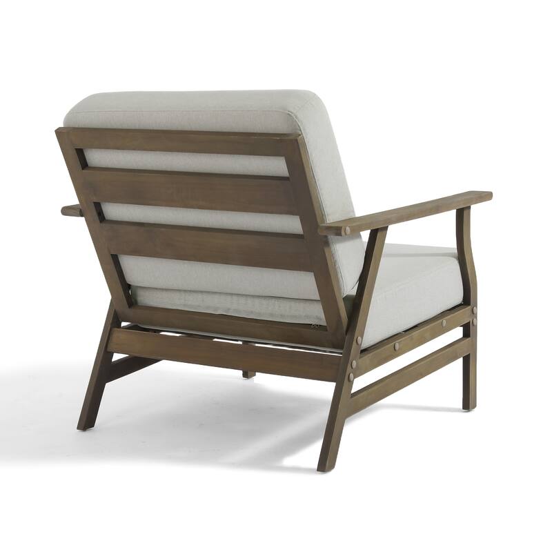 3-Piece Teak Outdoor Conversation Set with Cushions and Side Table