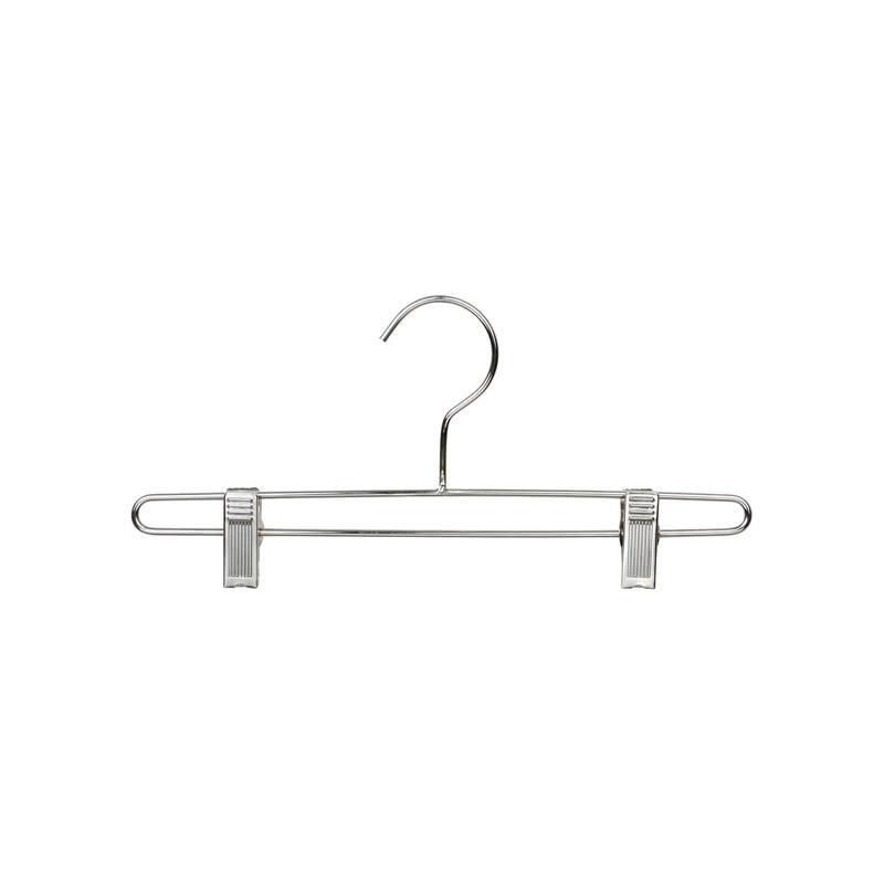 Chrome Metal Kids Sized Bottoms Hanger with Clips, 12" Length x 3/16" Round Width Box of 25