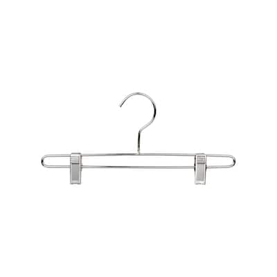 Chrome Metal Kids Sized Bottoms Hanger with Clips, 12" Length x 3/16" Round Width Box of 25