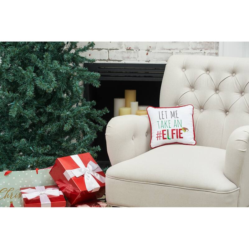 Christmas Elfie Embroidered Decororative Accent Throw Pillow